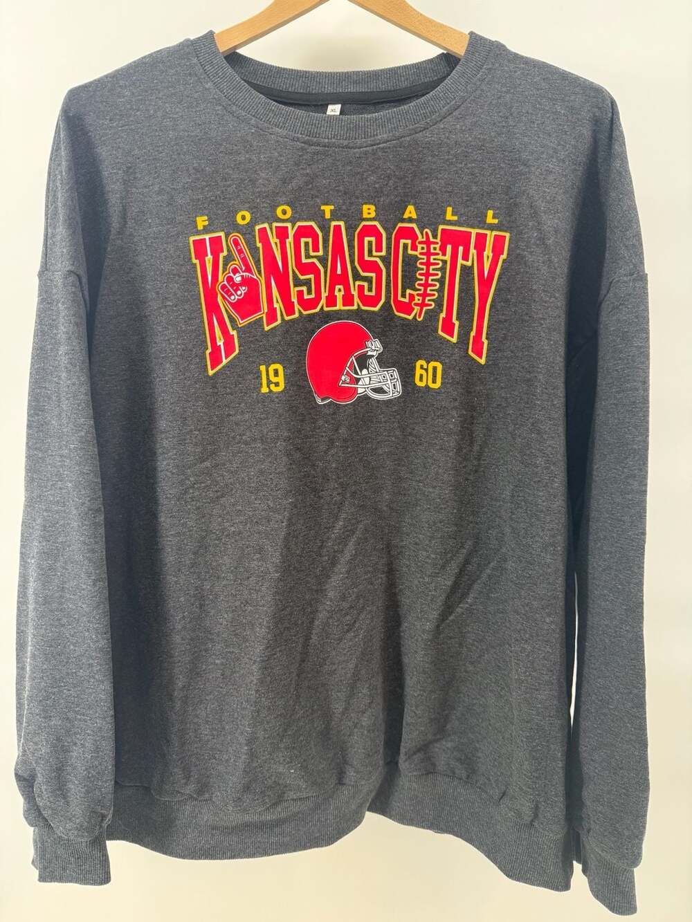 Kansas City Football 1960 Crewneck Sweatshirt Size XL Dark Gray Graphic